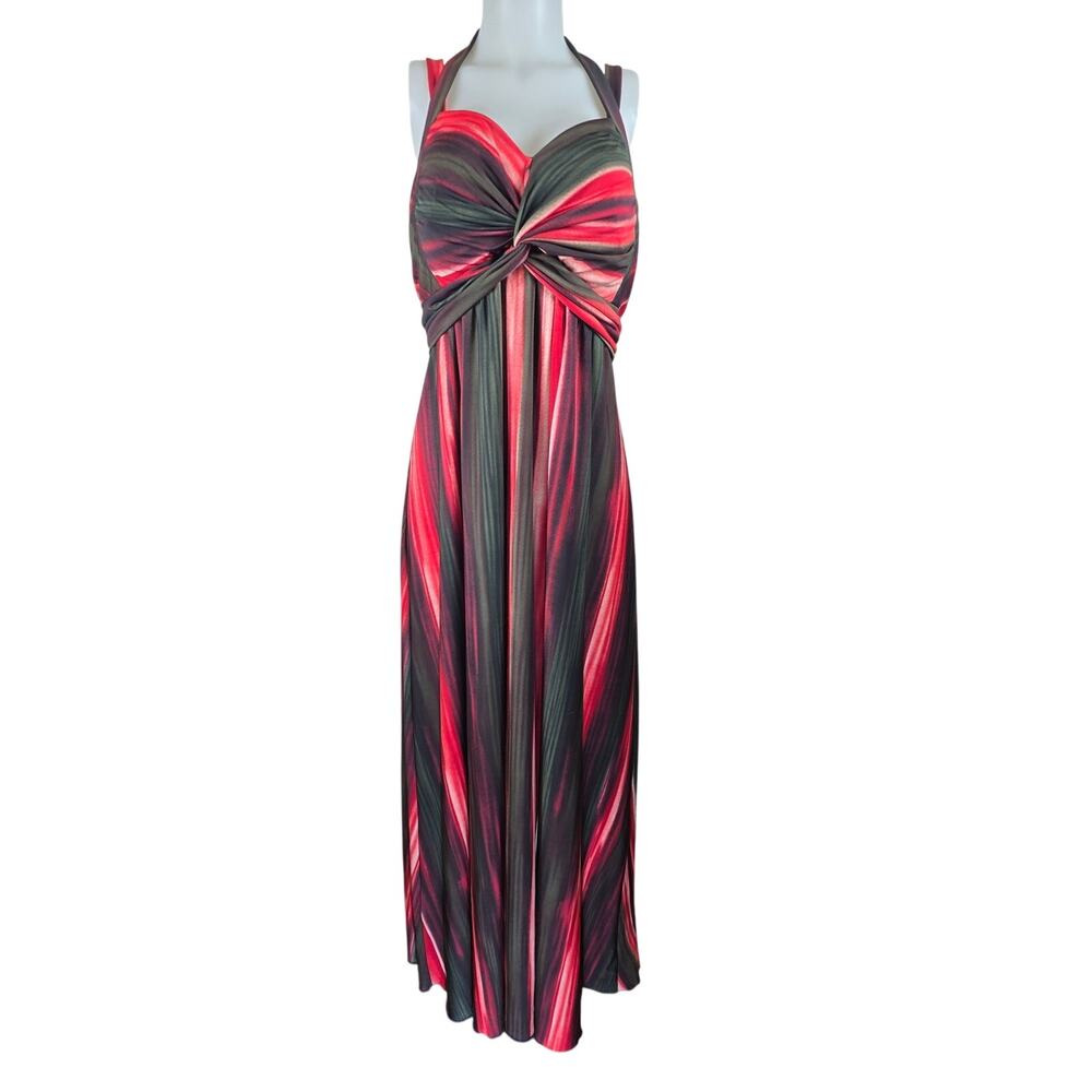 Maurices Red Black Padded Bra Neck Tie Summer Women's Maxi Dress 2X